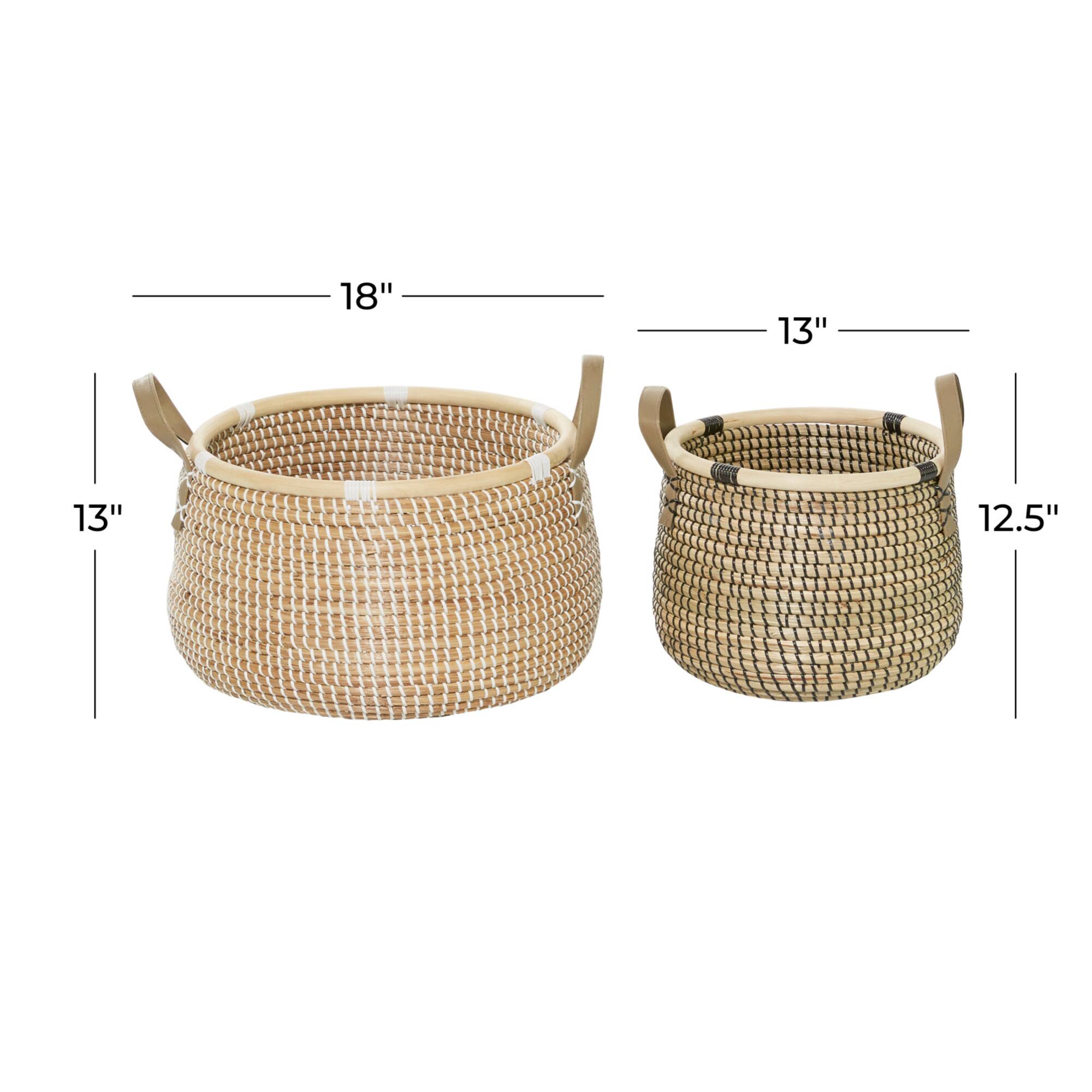 Natural Wheat Beige Round Contemporary Storage Basket Set